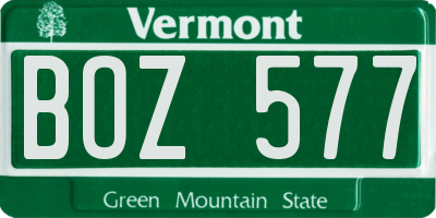 VT license plate BOZ577