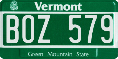 VT license plate BOZ579
