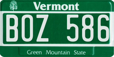 VT license plate BOZ586