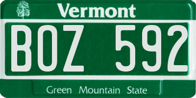 VT license plate BOZ592