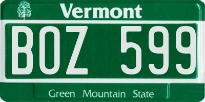 VT license plate BOZ599