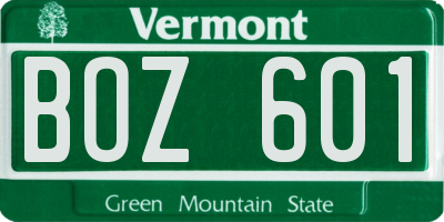 VT license plate BOZ601