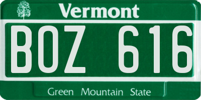 VT license plate BOZ616