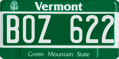 VT license plate BOZ622