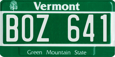 VT license plate BOZ641