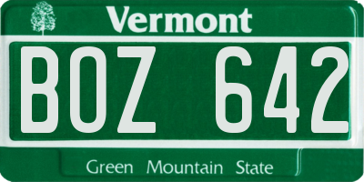 VT license plate BOZ642