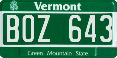 VT license plate BOZ643