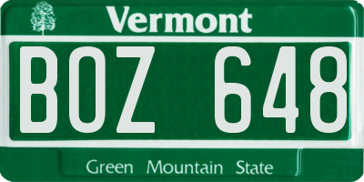 VT license plate BOZ648