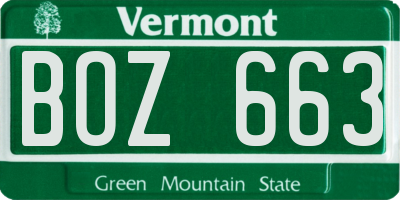 VT license plate BOZ663
