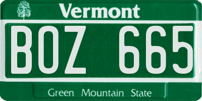 VT license plate BOZ665