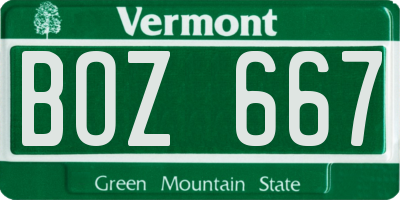 VT license plate BOZ667