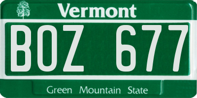VT license plate BOZ677