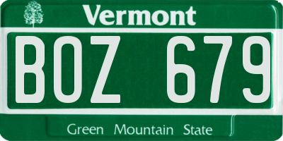 VT license plate BOZ679