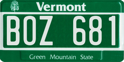VT license plate BOZ681