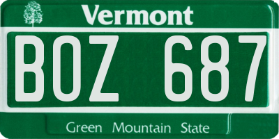 VT license plate BOZ687