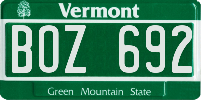 VT license plate BOZ692