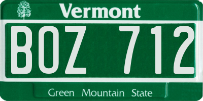 VT license plate BOZ712