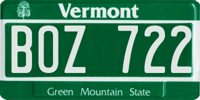 VT license plate BOZ722