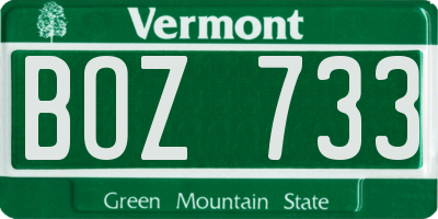 VT license plate BOZ733