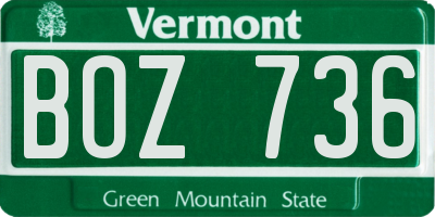 VT license plate BOZ736
