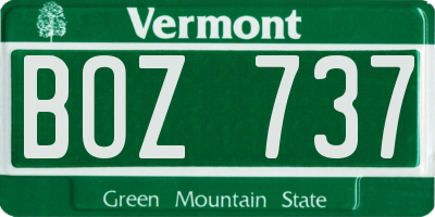 VT license plate BOZ737