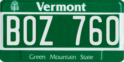 VT license plate BOZ760