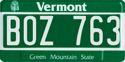 VT license plate BOZ763