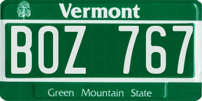 VT license plate BOZ767