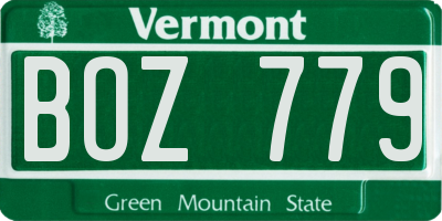 VT license plate BOZ779