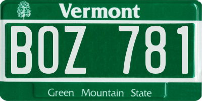 VT license plate BOZ781