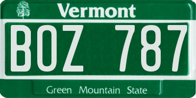 VT license plate BOZ787