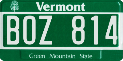 VT license plate BOZ814