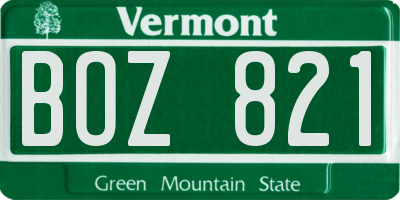 VT license plate BOZ821