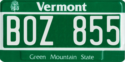 VT license plate BOZ855
