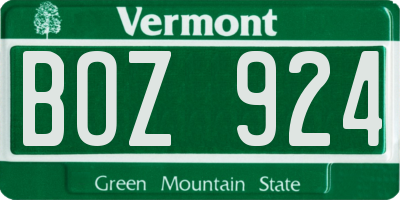VT license plate BOZ924