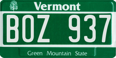 VT license plate BOZ937