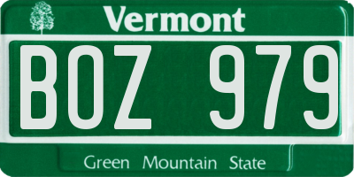 VT license plate BOZ979