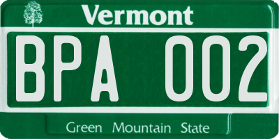 VT license plate BPA002