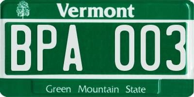VT license plate BPA003