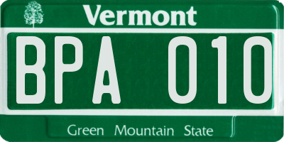 VT license plate BPA010