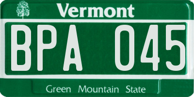 VT license plate BPA045