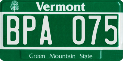 VT license plate BPA075