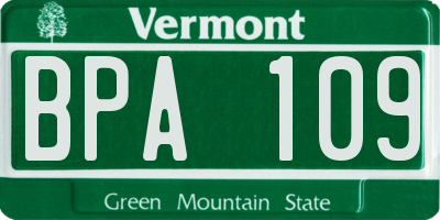 VT license plate BPA109