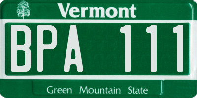 VT license plate BPA111