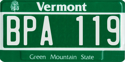 VT license plate BPA119