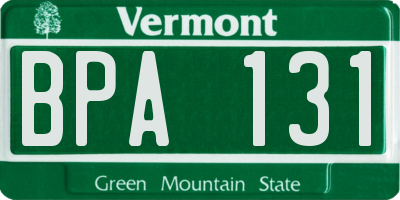 VT license plate BPA131