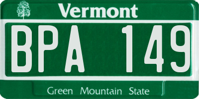 VT license plate BPA149