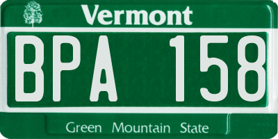 VT license plate BPA158