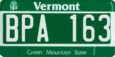 VT license plate BPA163