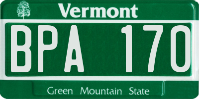 VT license plate BPA170